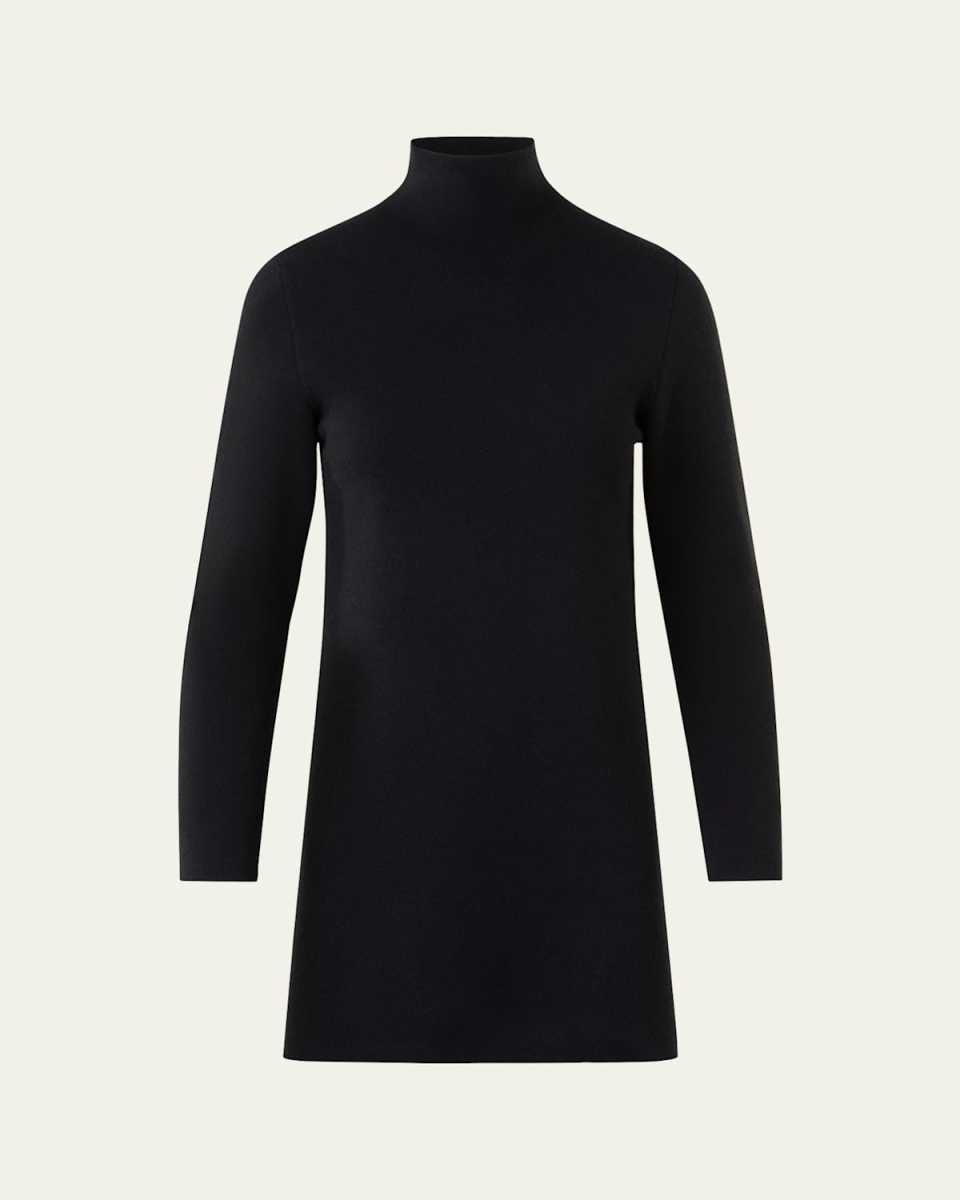 Turtleneck Cashmere-Silk Milano Knit Tunic Sweater